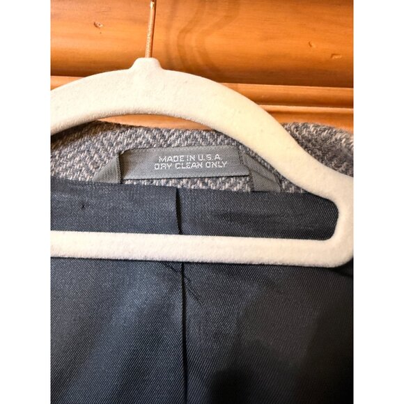 Haggar Imperial Mens Herringbone Gray Wool Blazer Sport Coat Jacket Made In USA - Picture 6 of 14
